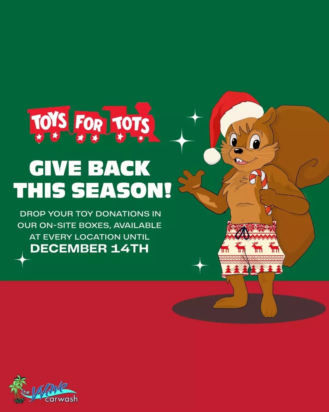 The Wave Car Wash is excited to support Toys for Tots this holiday season! 🎄🎁 Drop off new, unwrapped toys at any of our locations now through Dec 14th and get a FREE vending pack! Let’s make the holidays brighter for local kids! ❤️