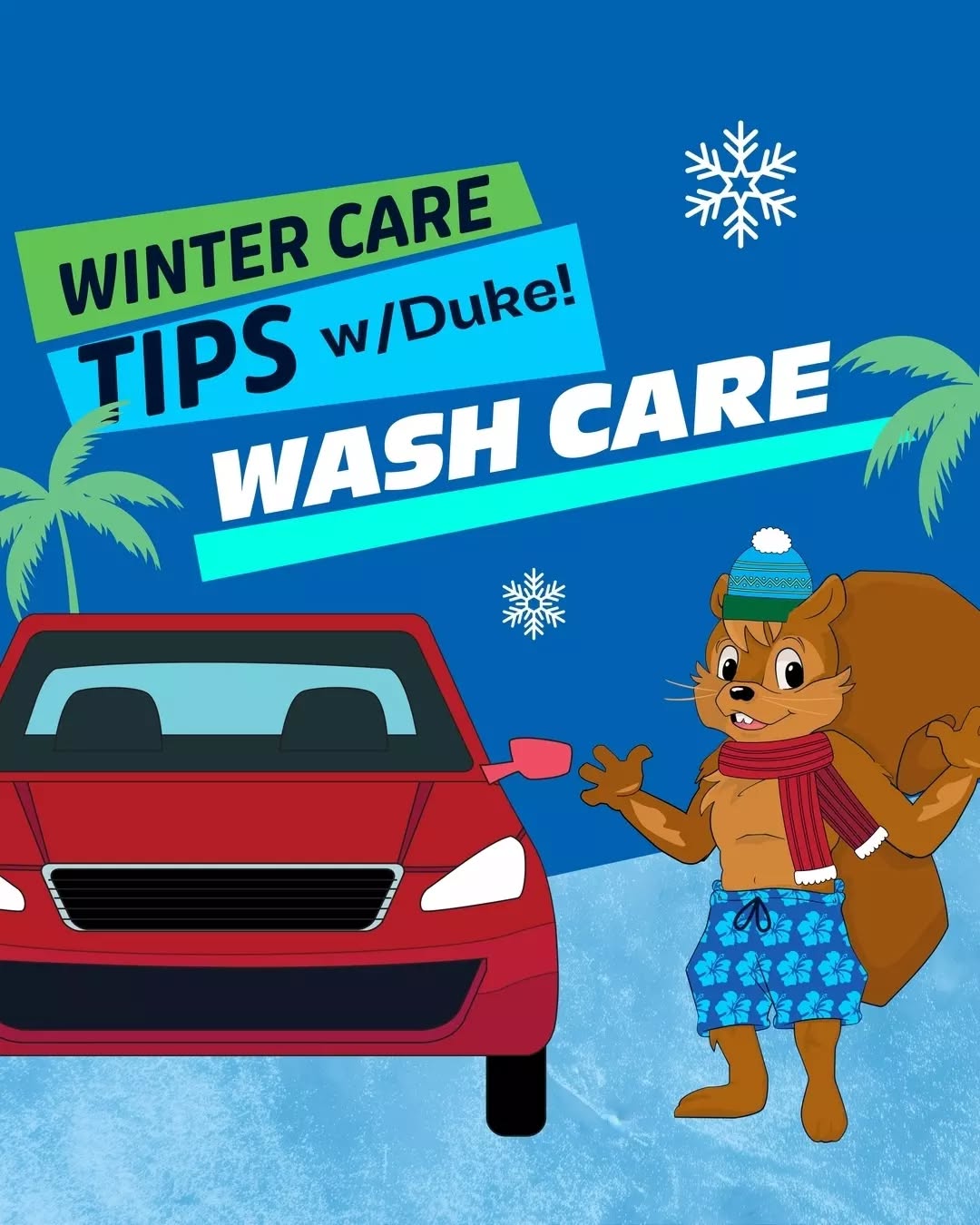 Duke the Squirrel here with more Winter Car Care Tips, and today, it’s all about Wash Care! 🐿️🚘🧼 Keep your ride looking sharp and road-ready this winter with these helpful tips! 🫧