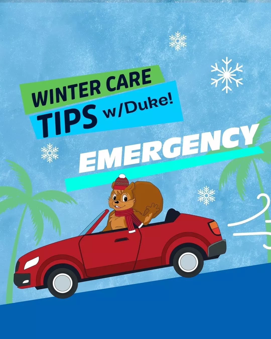 Duke the Squirrel is back with more Winter Car Care Tips to keep you prepared for whatever winter throws your way! 🐿️❄️

Duke's got your back this winter! Stay safe, stay prepared, and stay tuned for more tips! 🚗✨